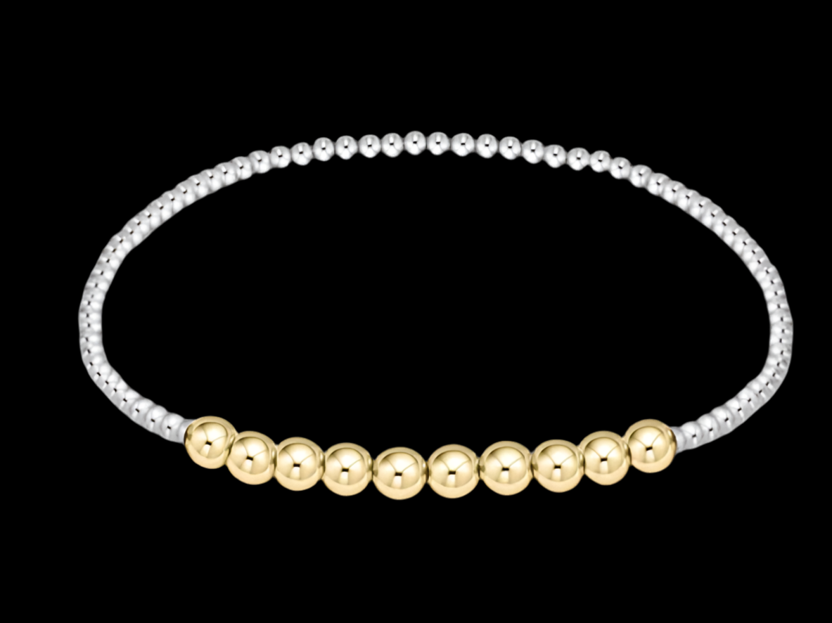 E NEWTON CLASSIC BEADED BLISS 2MM BEAD BRACELET-4MM MIXED METAL