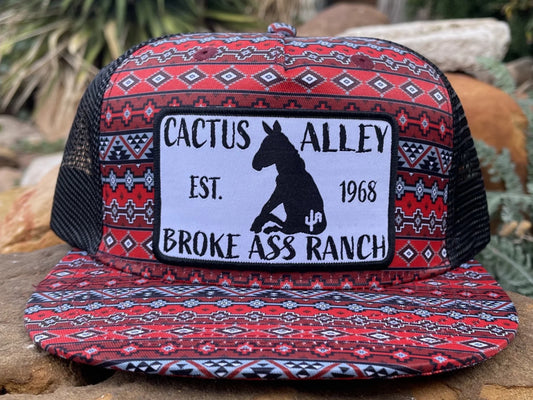 CACTUS ALLEY HAT CO “DONKEY” RED/BLACK AZTEC SNAPBACK CAP