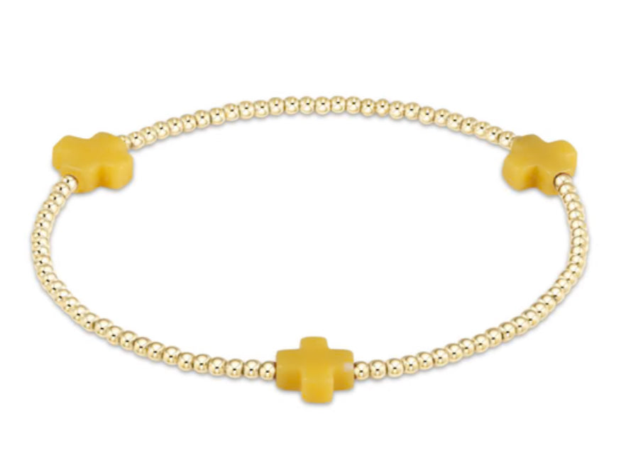 E NEWTON SIGNATURE CROSS GOLD PATTERN 2MM BEAD BRACELET IN VARIOUS COLORS