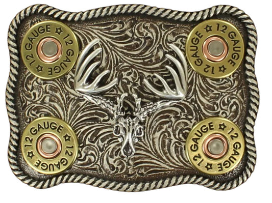 NOCONA RECTANGLE ROPE EDGE SHOTGUN SHELL BUCK BELT BUCKLE
