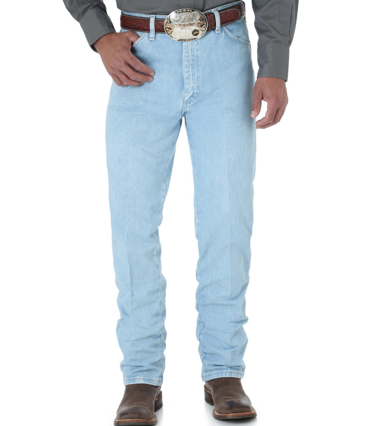 WRANGLER MENS SLIM FIT COWBOY CUT JEANS IN BLEACH