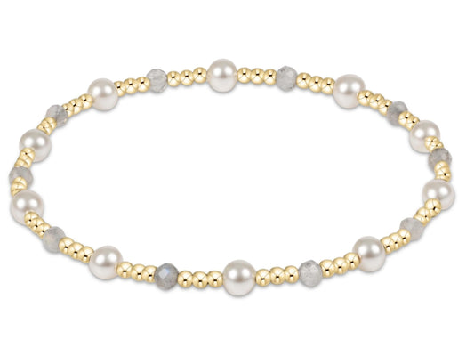 E NEWTON PEARL SINCERITY PATTERN 4MM BEAD BRACELET LABRADORITE