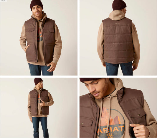 ARIAT MENS GRIZZLY CANVAS VEST IN BRACKEN