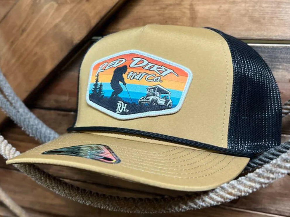 RED DIRT HAT CO TEE’D OFF-BUCK/BLACK W/ BLACK ROPE HAT