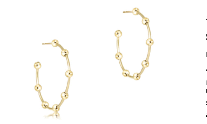 E NEWTON BEADED SIMPLICITY 1.5”POST HOOP EARRINGS 4MM GOLD