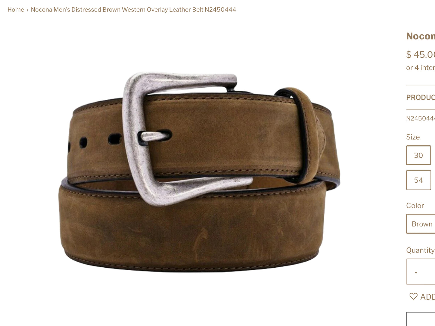 NOCONA 1 1/2” BELT WITH OVERLAY