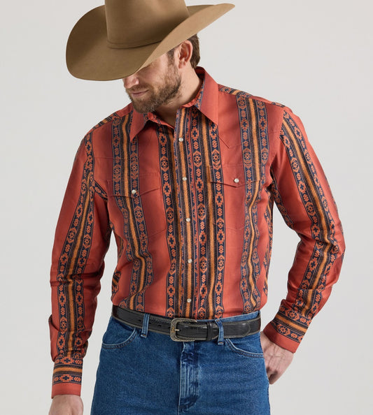 WRANGLER MENS CHECOTAH LONG SLEEVE BUTTON UP