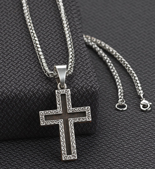 TWISTER TWO TONE CROSS 22” NECKLACE