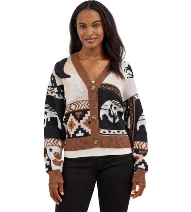 WRANGLER WOMENS WESTERN LONG SLEEVE CARDIGAN BOMBER ICON