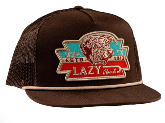 LAZY J RANCH BROWN EL RANCHO CLASSIC ROPE TRUCKER HAT