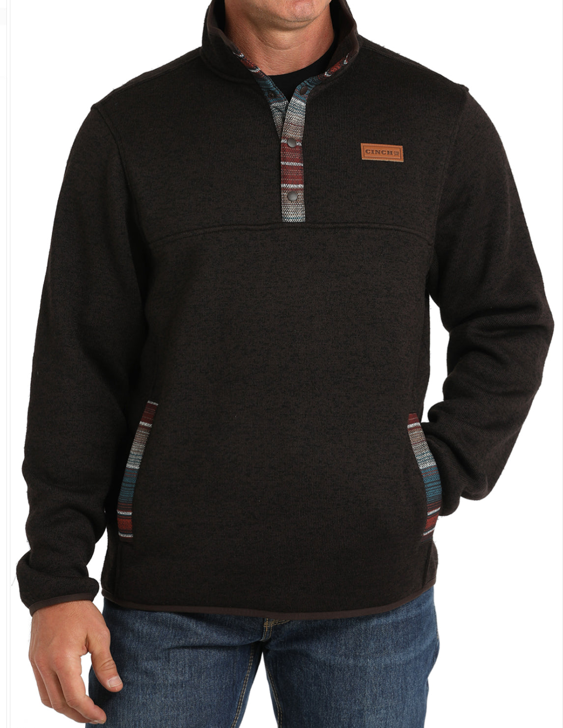 CINCH MENS PULLOVER BUTTON UP SWEATER
