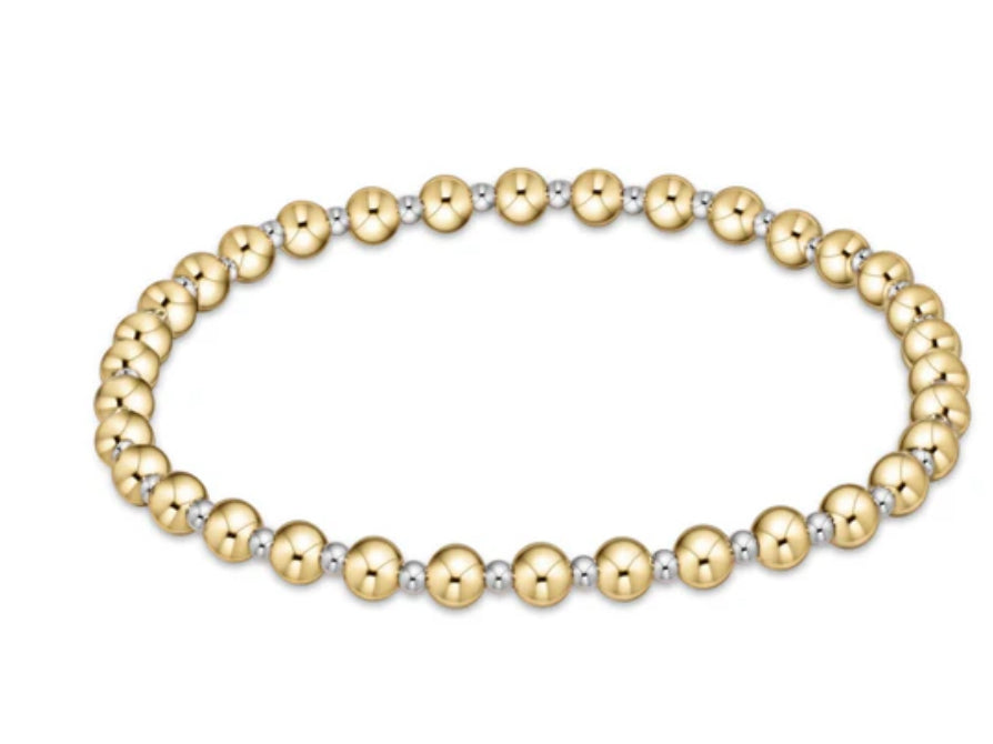 E NEWTON CLASSIC GRATEFUL PATTERN 4MM BEAD BRACELET-MIXED METAL