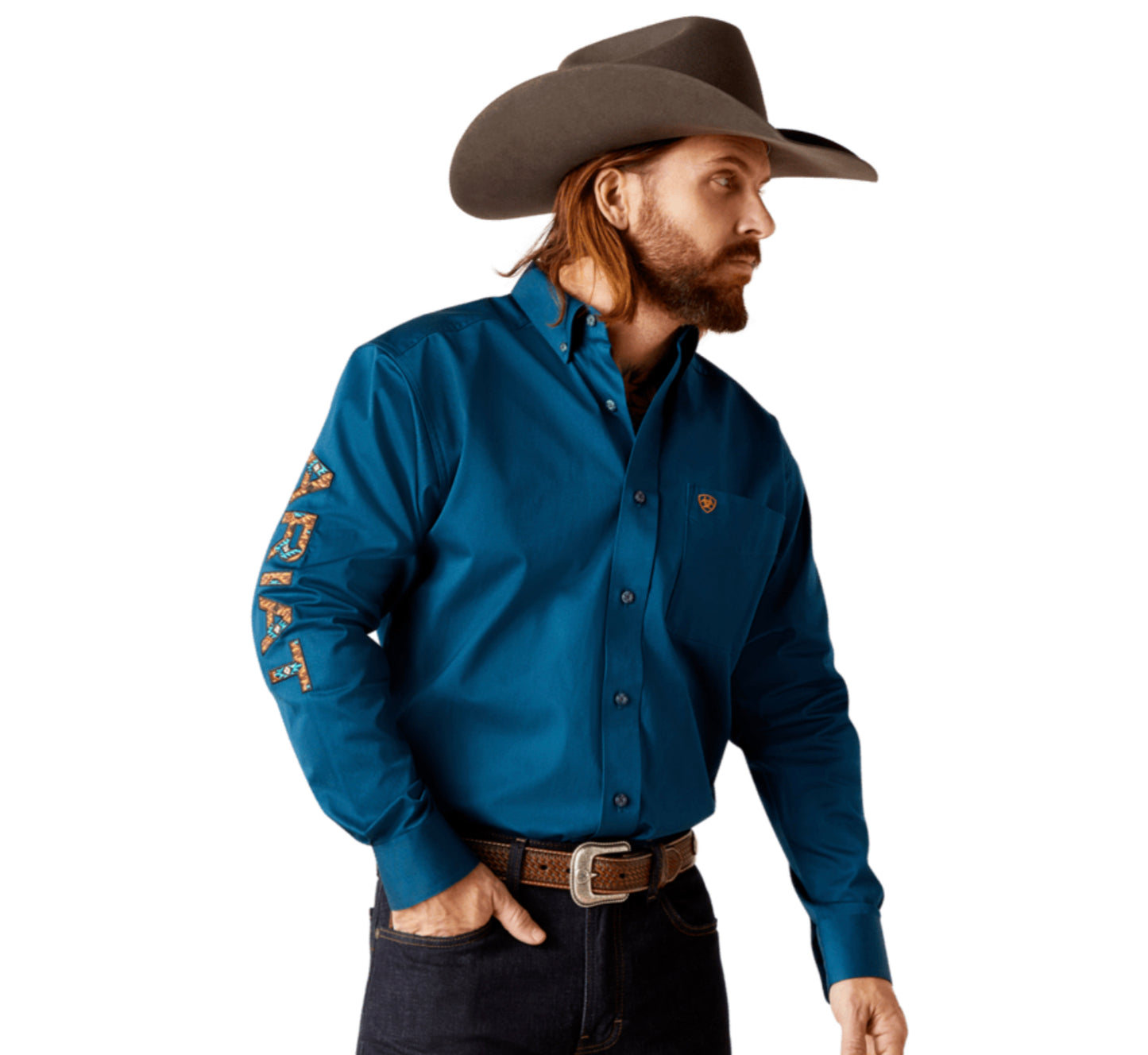 ARIAT MENS TEAM LOGO TWILL CLASSIC LONG SLEEVE SHIRT
