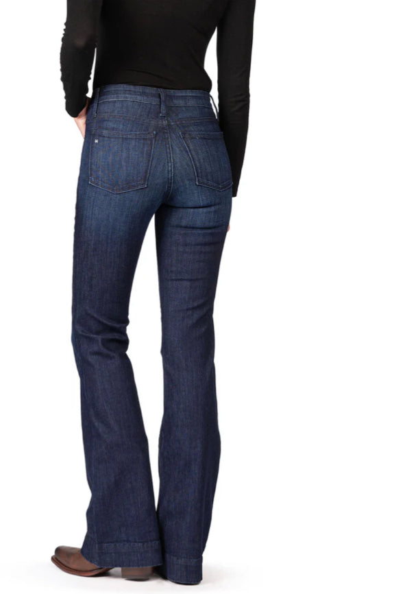 HAALA DENIM BELLA TROUSER FLARE JEAN IN DEEP OCEAN WITH NAVY STITCHING