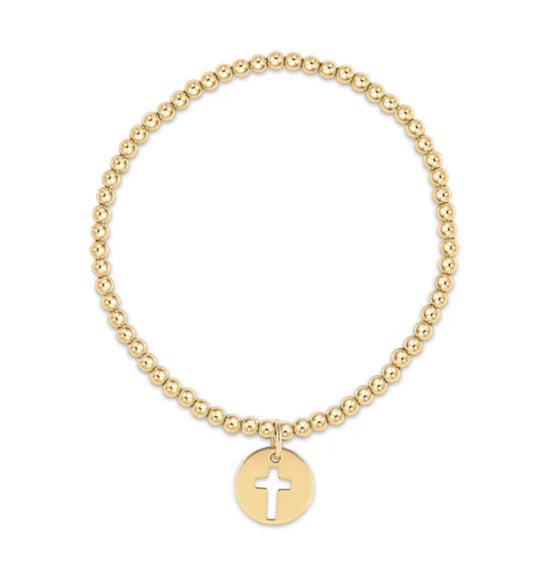 E NEWTON EXTENDS CLASSIC GOLD 3 MM BEAD BRACELET BLESSED GOLD DISC