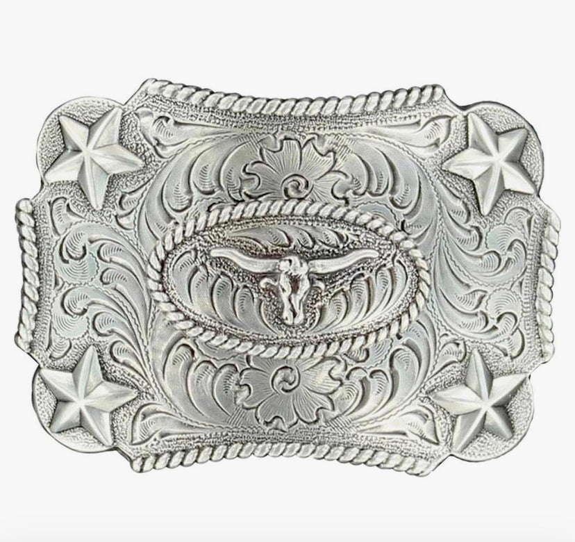 NOCONA YOUTH RECTANGLE STAR LONG HORN BELT BUCKLE