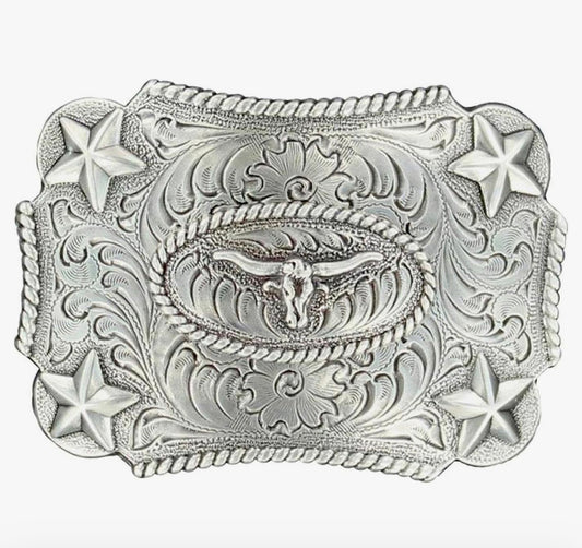NOCONA YOUTH RECTANGLE STAR LONG HORN BELT BUCKLE