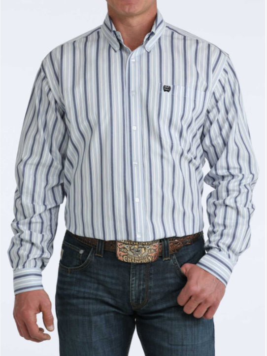 CINCH MENS LONG SLEEVE STRIPE BUTTON UP SHIRT