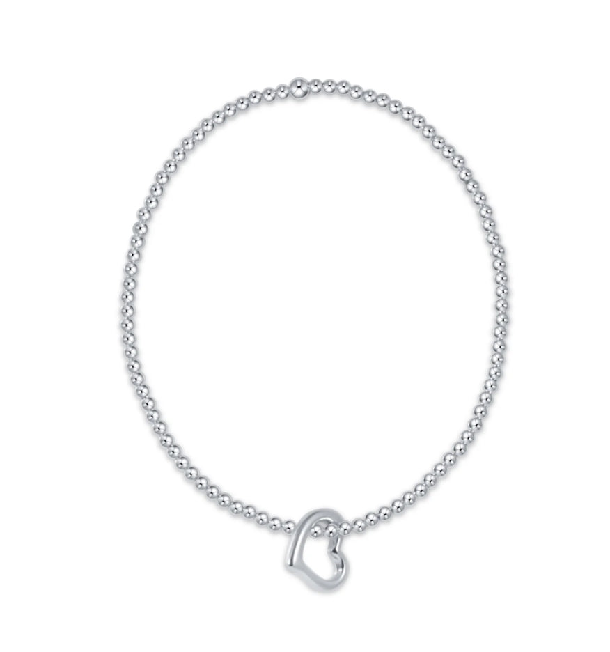E NEWTON CLASSIC STERLING 2.5MM BEAD BRACELET LOVE STERLING CHARM