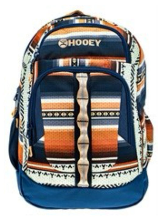 HOOEY OX BACKPACK-NAVY/TAN WITH SERAPE PATTERN ACCENTS