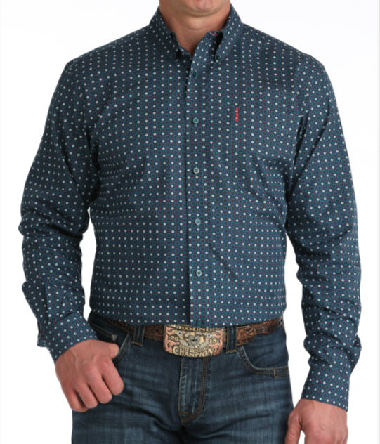 CINCH MENS LONG SLEEVE BLUE SPRING 2026 BUTTON UP SHIRT