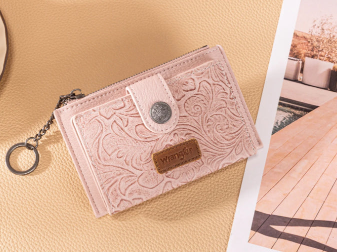 WRANGLER FLORAL EMBOSSED BI-FOLD WALLET WITH KEY RING
