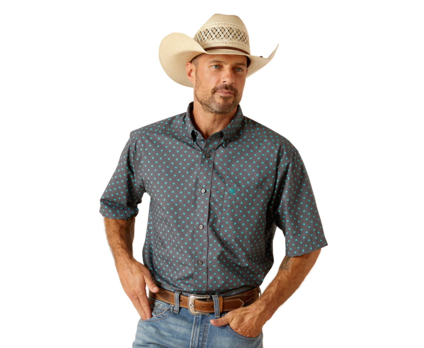 ARIAT MENS JOHNNIE SHORT SLEEVE BUTTON UP SHIRT