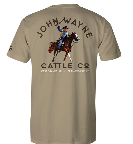HOOEY JOHN WAYNE, MEN’S TAN CREW NECK COTTON SHORT SLEEVE T-SHIRT