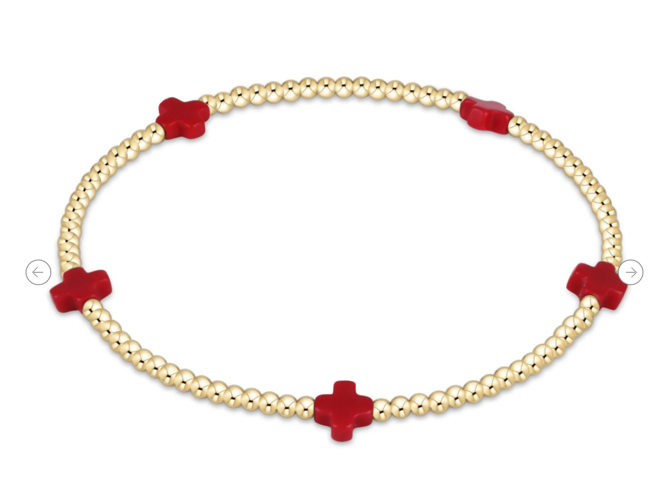 E NEWTON SIGNATURE CROSS SMALL 2MM GOLD BRACELET-RED