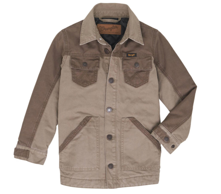 WRANGLER WESTERN BOYS MIXED CANVAS CHORE COAT