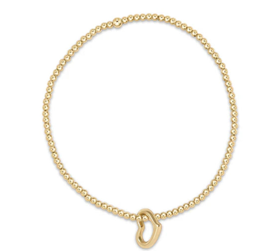 E NEWTON CLASSIC GOLD 2.5 MM BEAD BRACELET LOVE GOLD CHARM