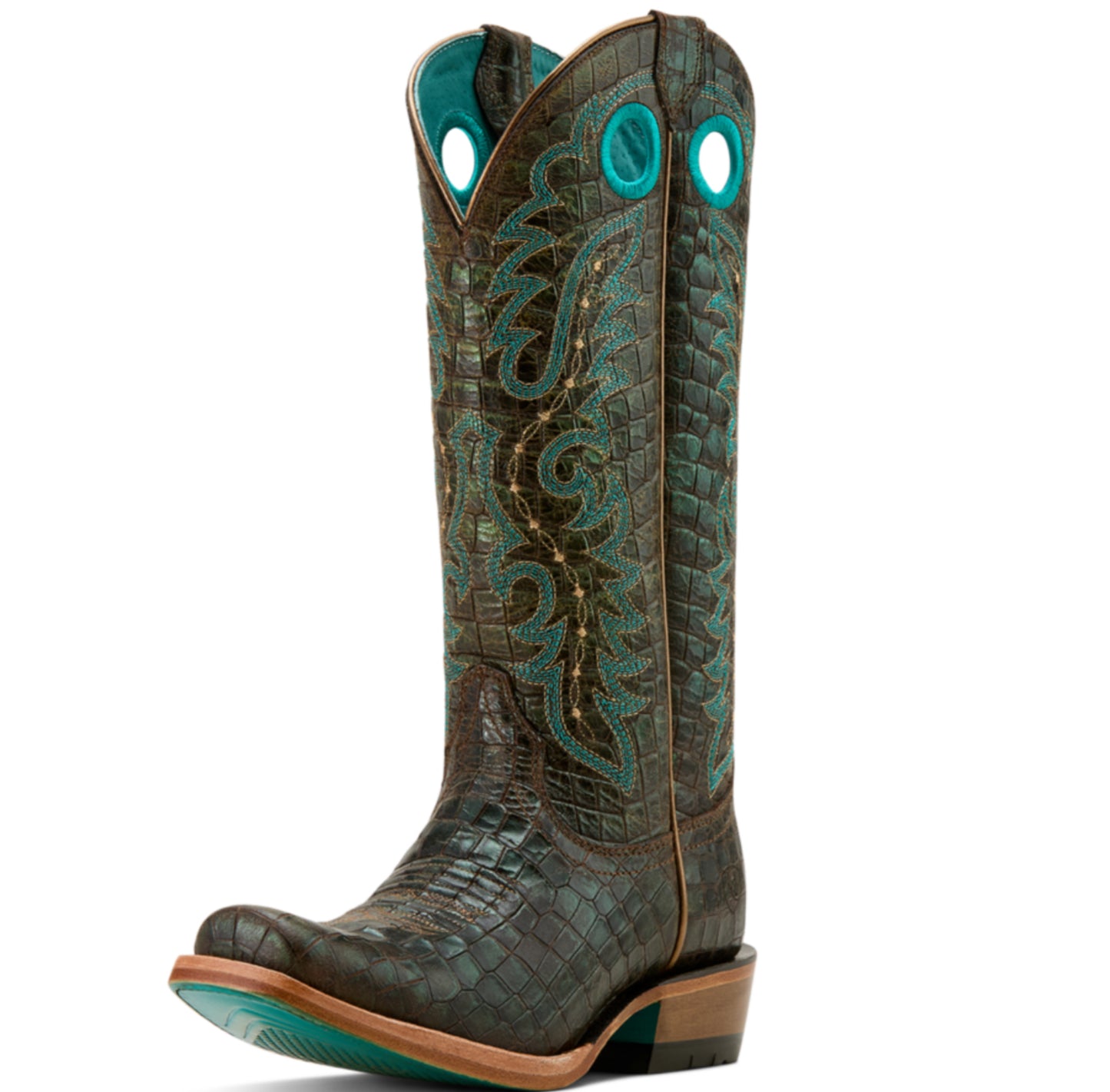 ARIAT WOMENS FUTURITY BOON CROC PRINT CUTTER TOE WESTERN BOOT