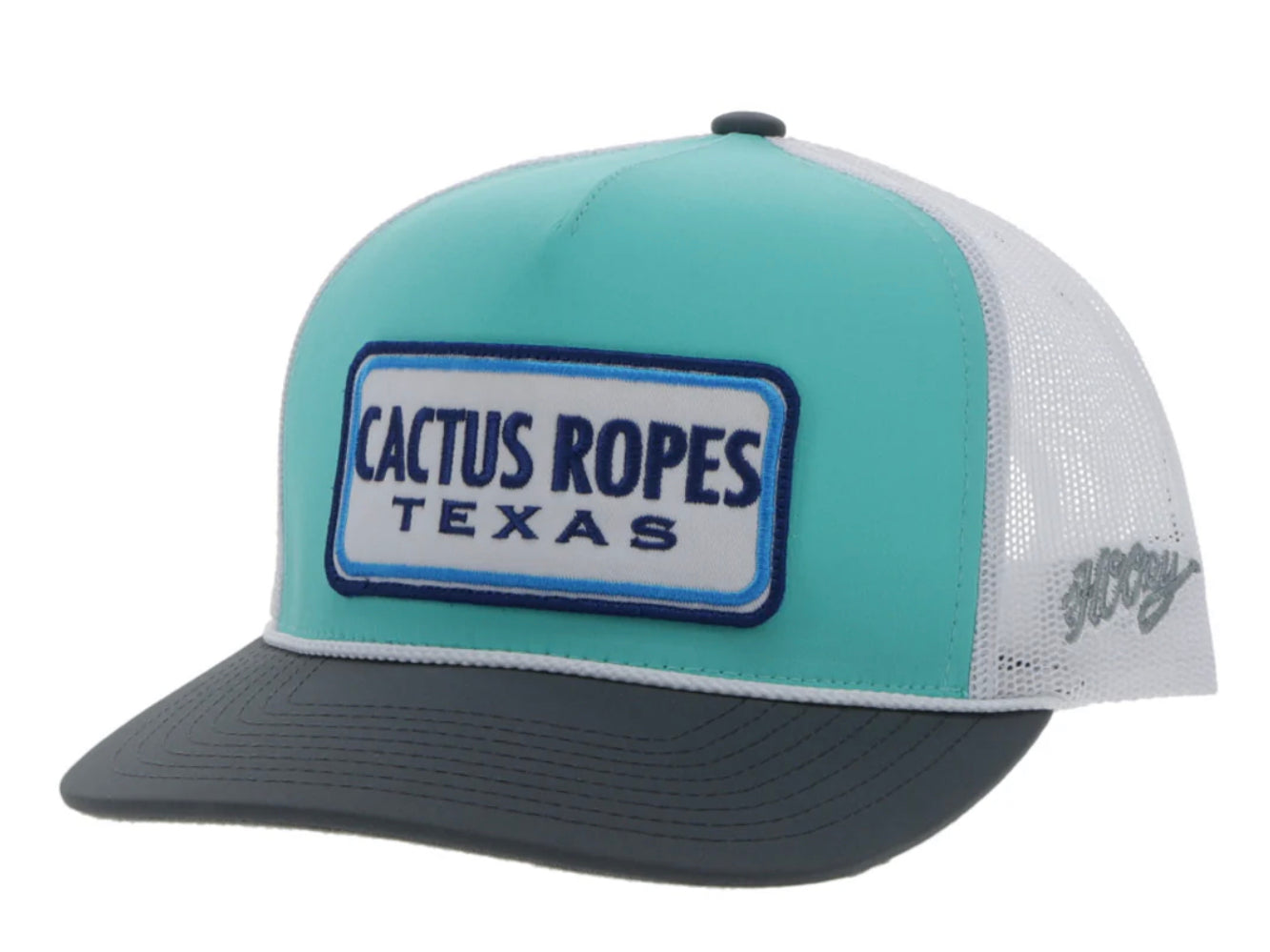 HOOEY CACTUS ROPES MINT/WHITE 5 PANEL TRUCKER WITH NAVY/BLUE/WHITE RECTANGLE PATCH YOUTH