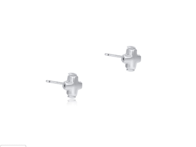 E NEWTON SIGNATURE CROSS SMALL STERLING STUD-STERLING