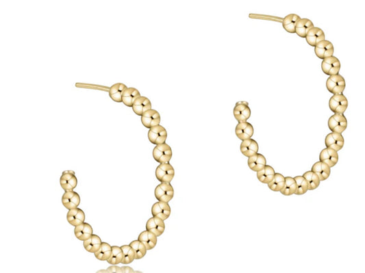 E NEWTON BEADED CLASSIC 1.25” POST HOOP-4 MM GOLD EARRING