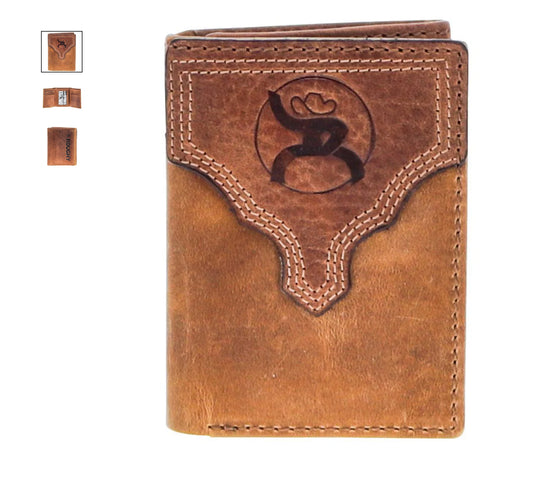HOOEY CANYON TAN DISTRESSED LEATHER TRIFOLD WALLET