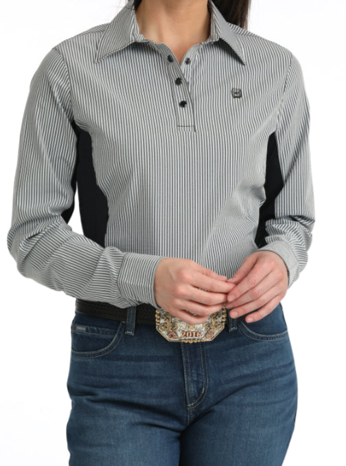CINCH WOMENS LONG SLEEVE HYBRID ARENFLEX STRIPED SHIRT