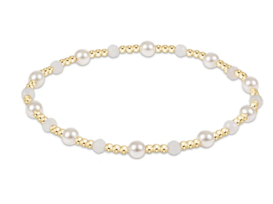 E NEWTON PEARL SINCERITY PATTERN 4MM BEAD BRACELET MOONSTONE