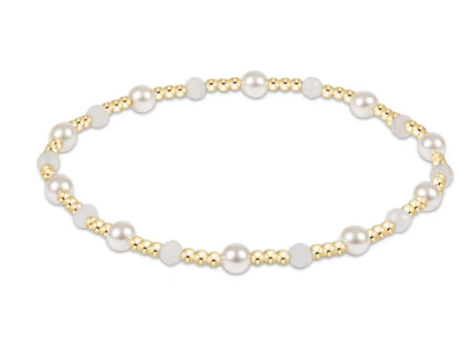 E NEWTON PEARL SINCERITY PATTERN 4MM BEAD BRACELET MOONSTONE