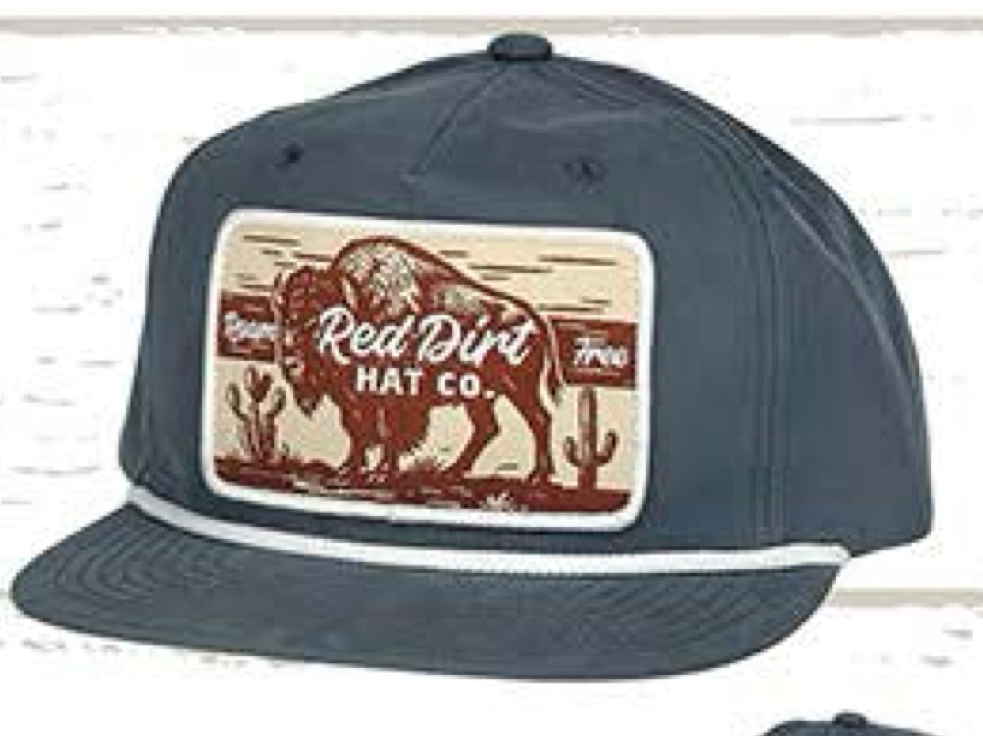 RED DIRT HAT CO WESTERN ROAMER-CHARCOAL/CHARCOAL WHITE ROPE 5 PANEL UNSTRUCTURED SNAPBACK HAT