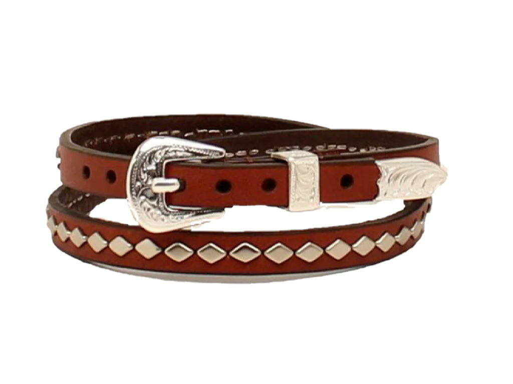 M&F WESTERN HAT BAND BROWN W/ DIAMOND STUDS