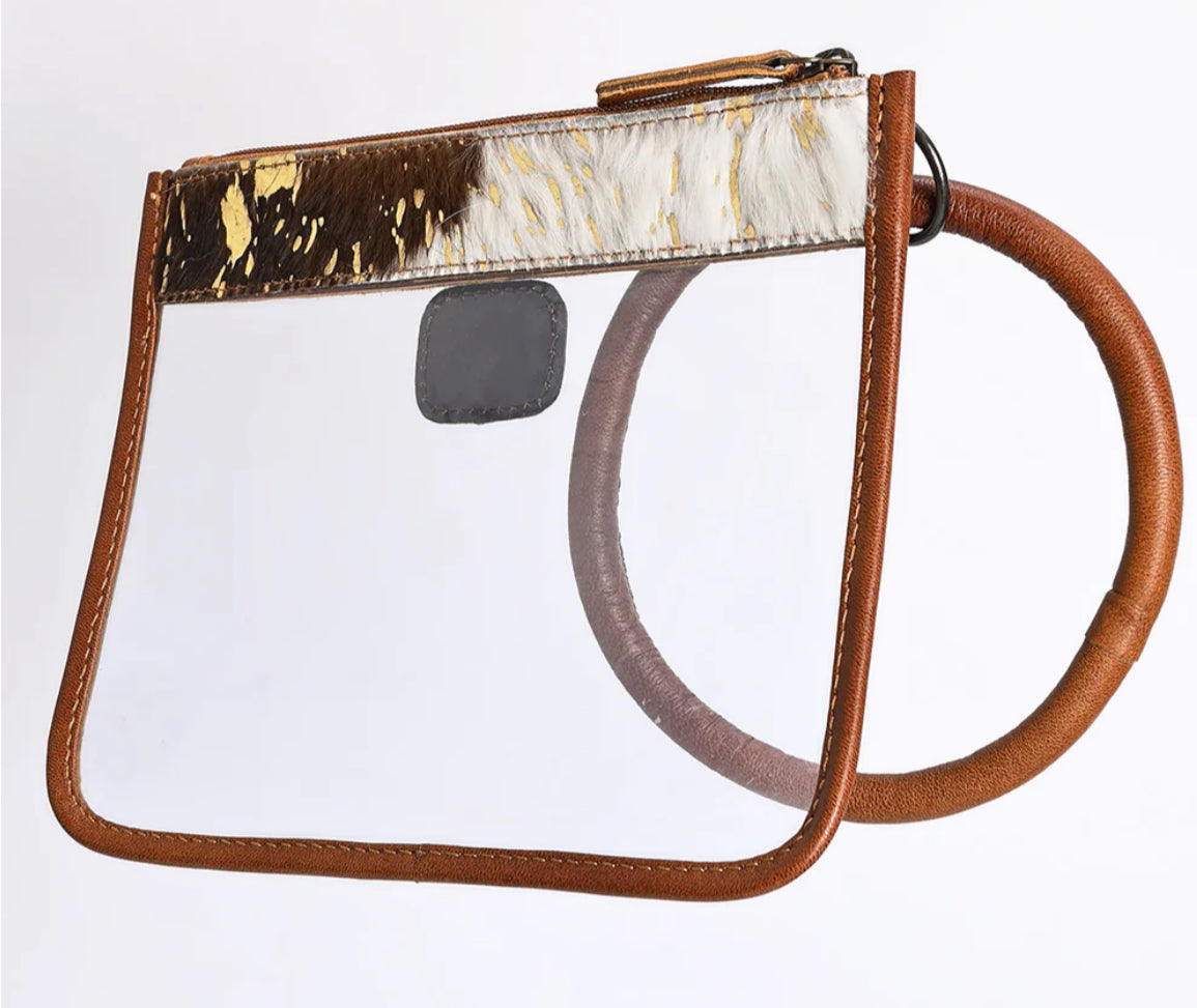 AMERICAN DARLING COWHIDE CLEAR BAG-WESTERN WRISTLET CLUTCH