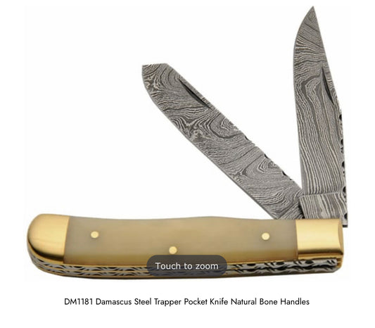 CIRCLE SH CUTLERY TRAPPER DAMASCUS BLADE KNIFE