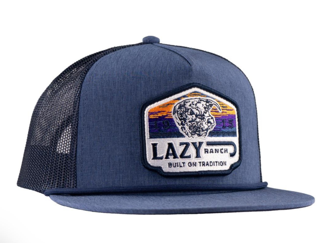 LAZY J RANCH NAVY BULL WAGON CLASSIC ROPE TRUCKER HAT