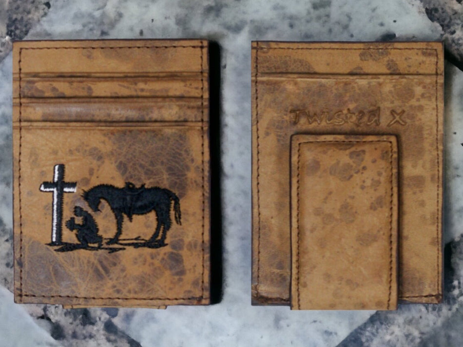 TWISTED X PRAYING COWBOY CARDHOLDER WALLET MONEY CLIP