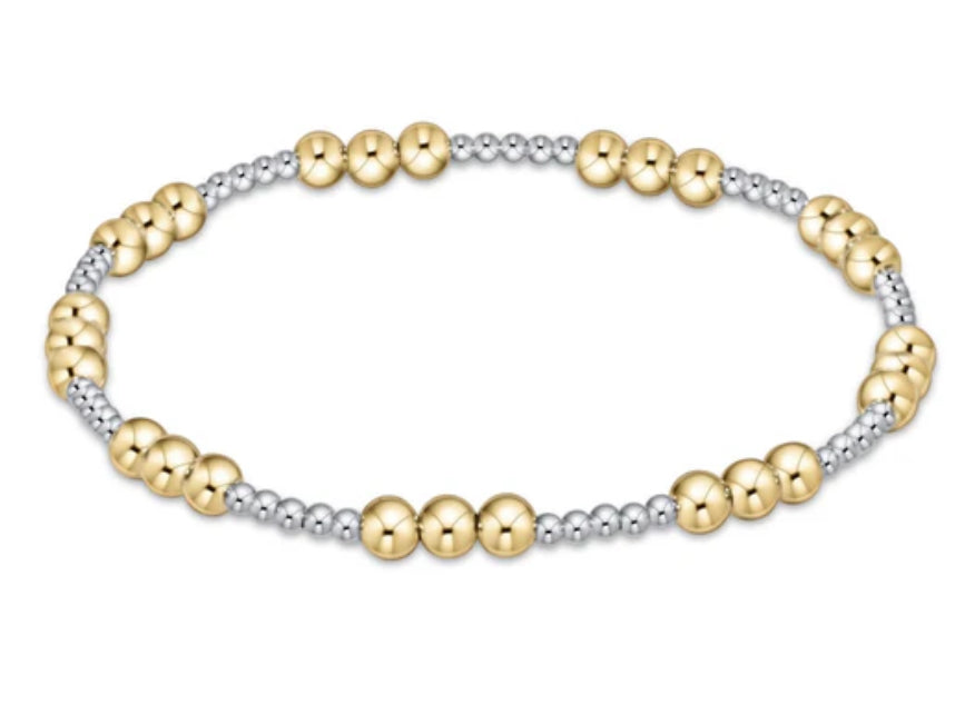 E NEWTON CLASSIC JOY PATTERN 4 MM BEAD BRACELET MIXED METAL