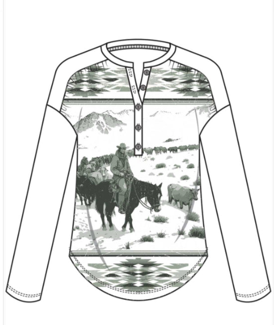 CINCH WOMENS LONG SLEEVE HENLEY TOP