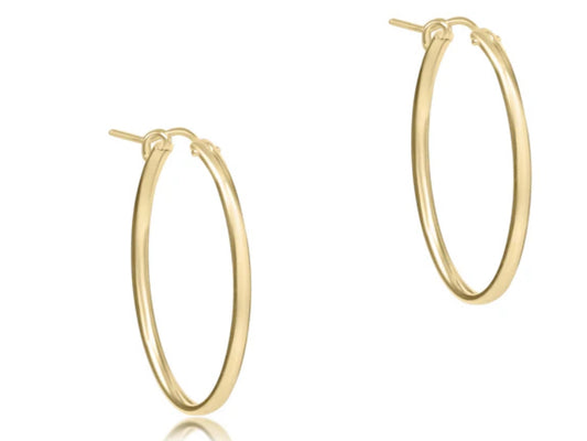 E NEWTON OVAL GOLD 1” HOOP-SMOOTH EARRINGS