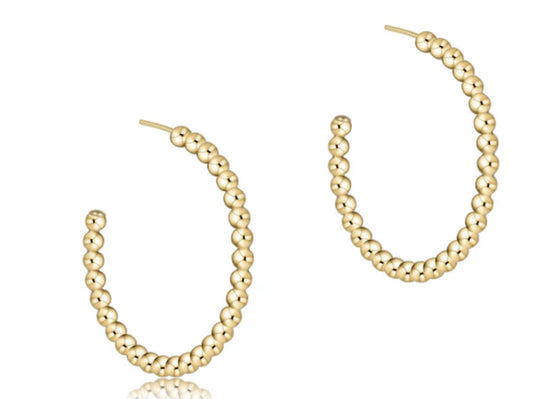 E NEWTON BEADED CLASSIC 1.25” POST HOOP-3 MM GOLD EARRINGS