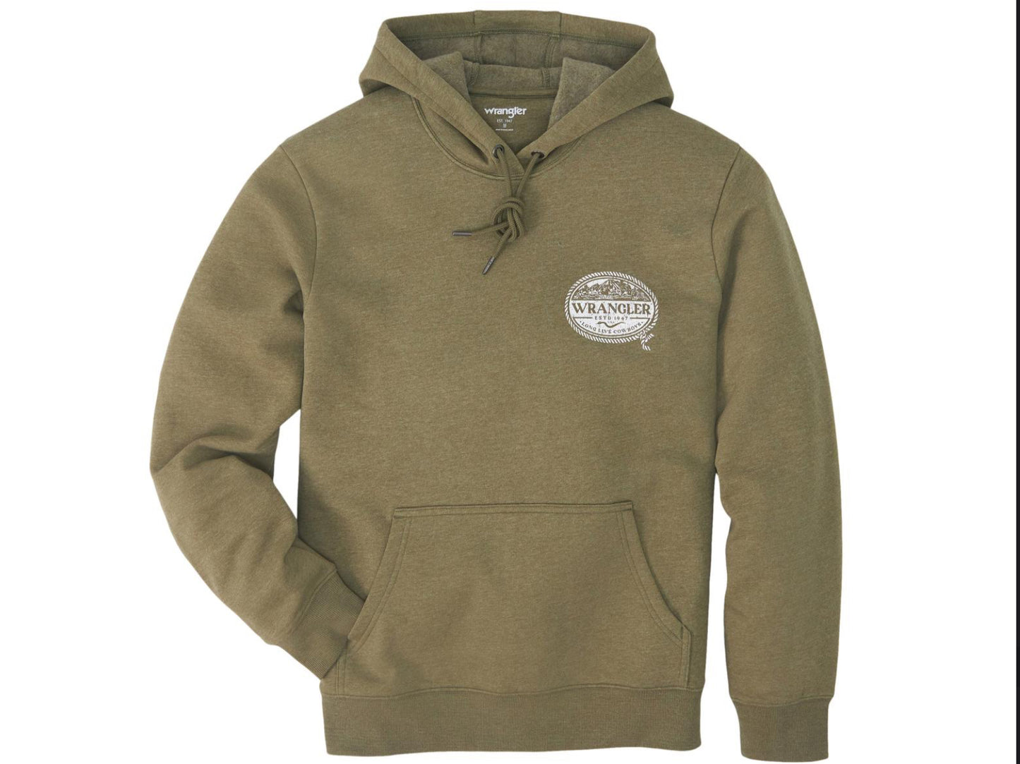 WRANGLER MENS PULLOVER HOODIE IN BURNT OLIVE
